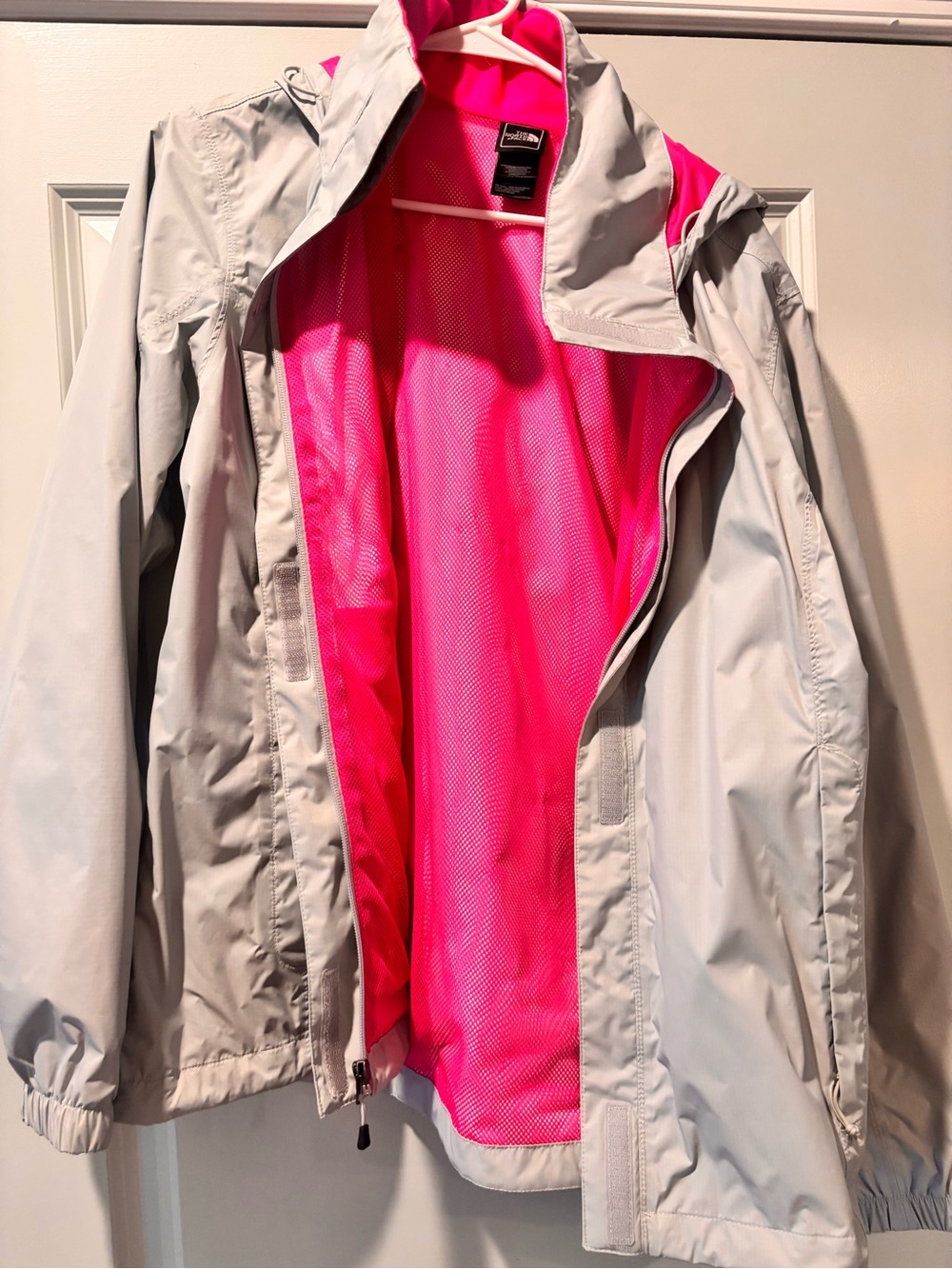 The North Face Light Gray Jacket with Pink Lining